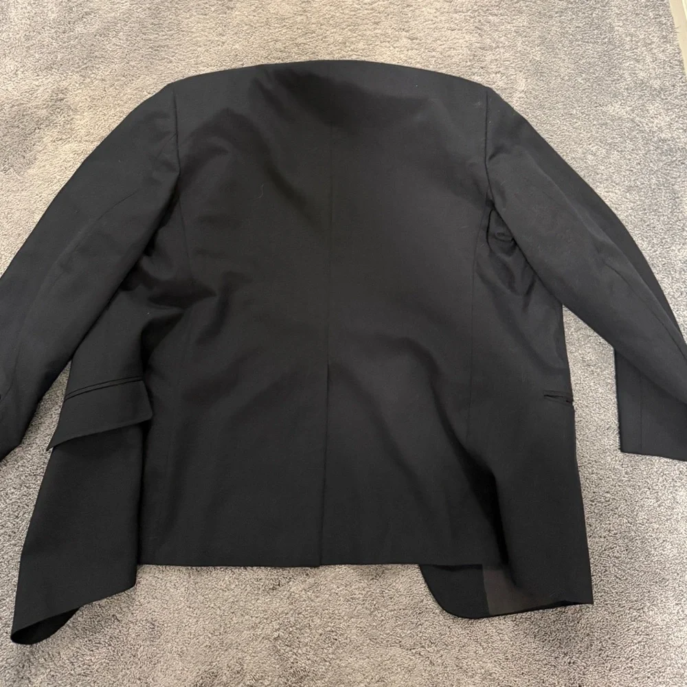 Oakton 2 Piece Suit Mens 48 BIG 38X32 Navy Blue Solid Color Vintage Wool